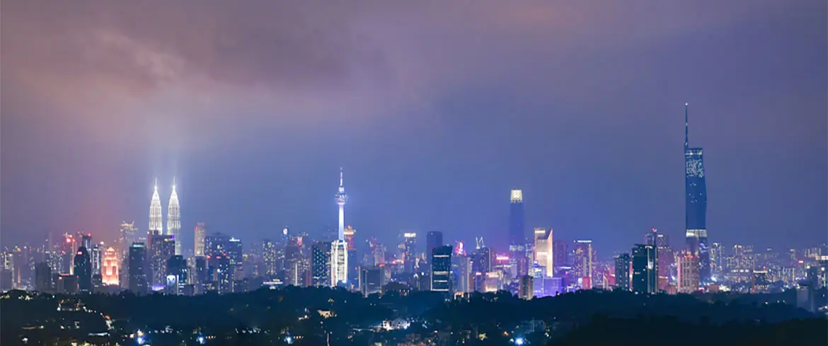 The skyline of Kuala Lumpur with the Merdeka Tower